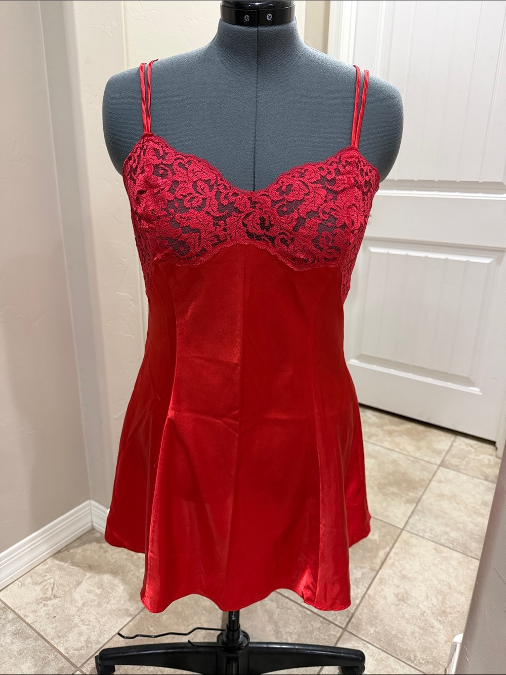 Victoria's Secret Red Satin & Lace Chemise